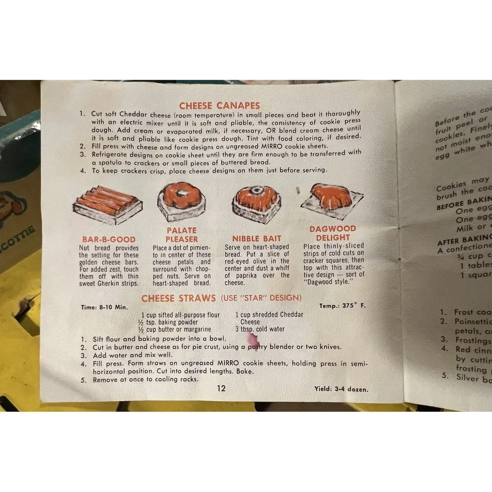 Vtg Mirro Dial A Cookie Press Kit 12 Fancy Cookie Selections M-0357-22 & Booklet